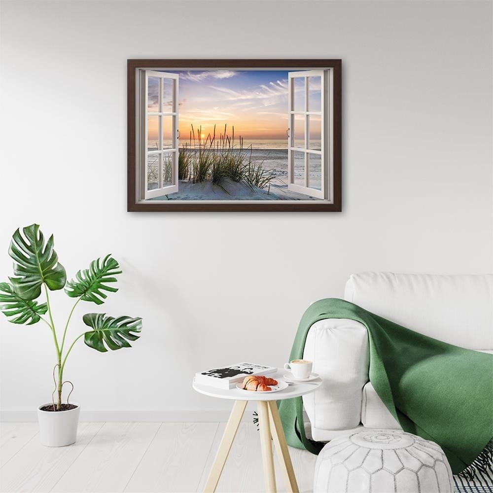 Glezna brūnā rāmī - Window To The Beach Home Trends DECO