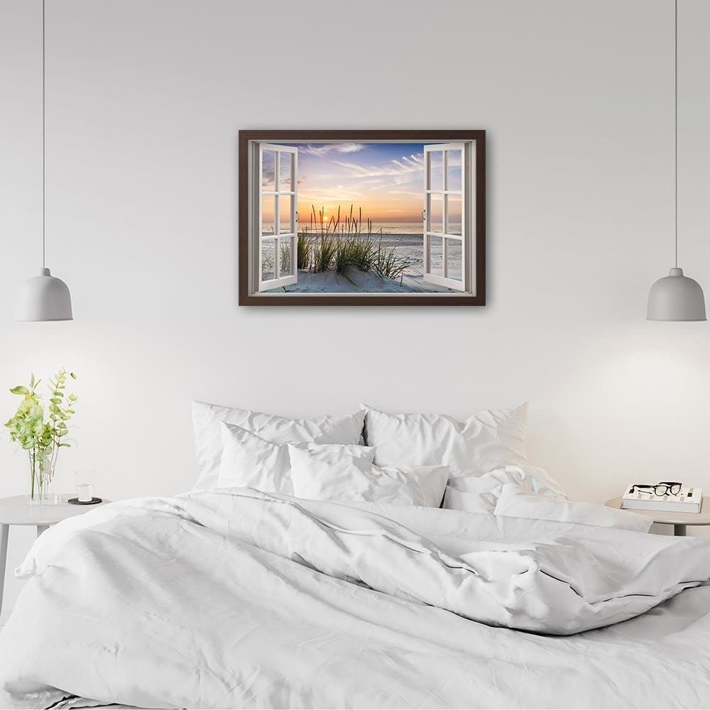 Glezna brūnā rāmī - Window To The Beach Home Trends DECO