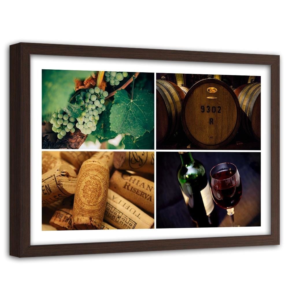 Glezna brūnā rāmī - Wine And Grapes Home Trends DECO