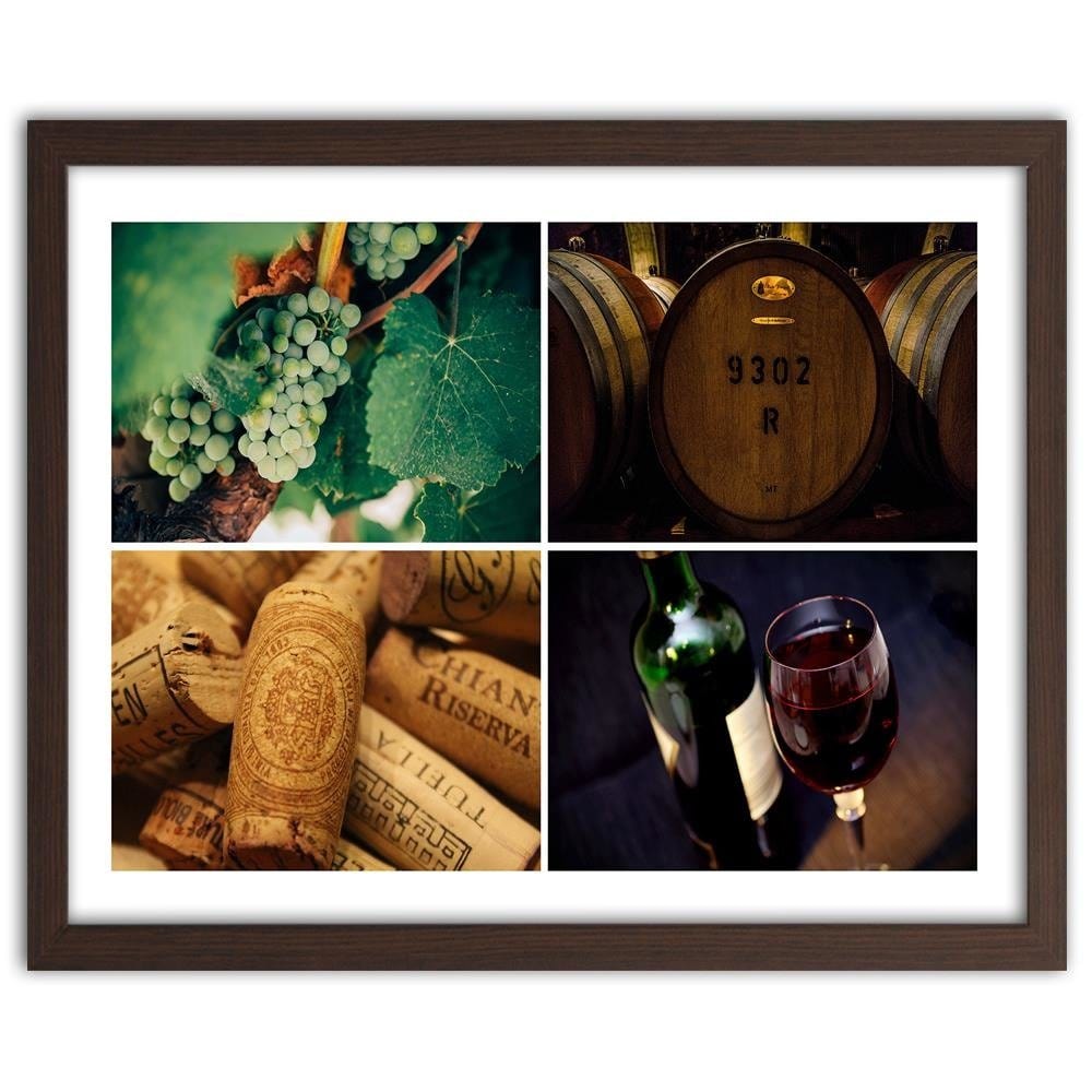 Glezna brūnā rāmī - Wine And Grapes Home Trends DECO
