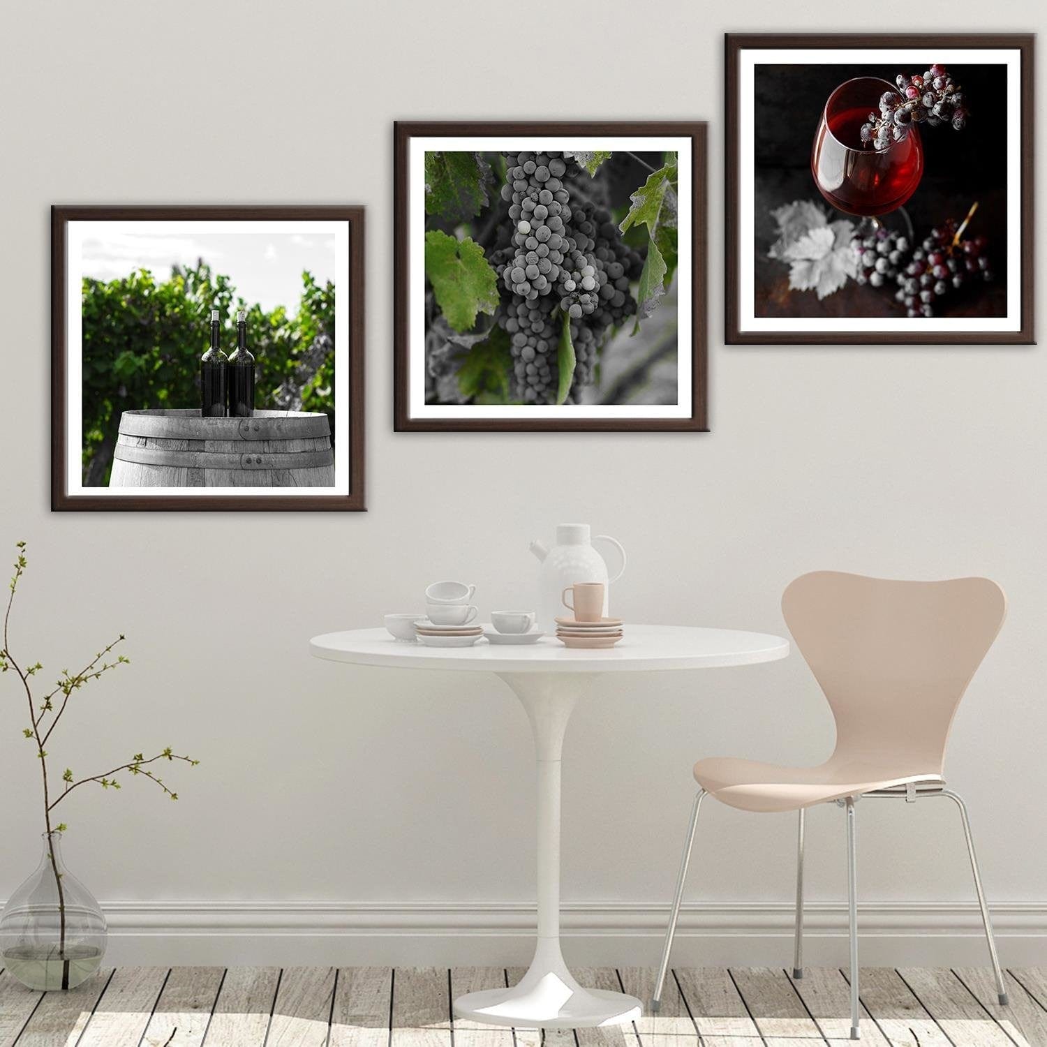 Glezna brūnā rāmī - Wine Bottles On The Barrel 2 Home Trends DECO