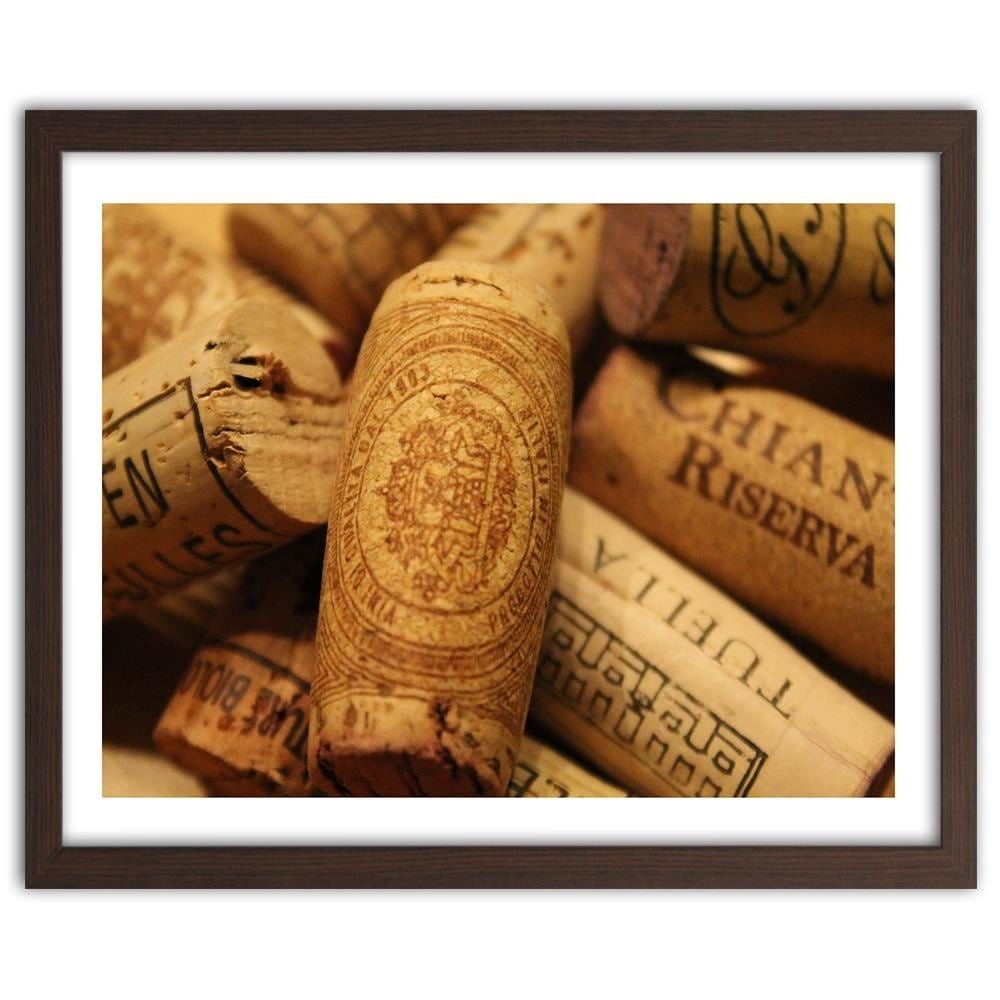 Glezna brūnā rāmī - Wine Corks 1 Home Trends DECO