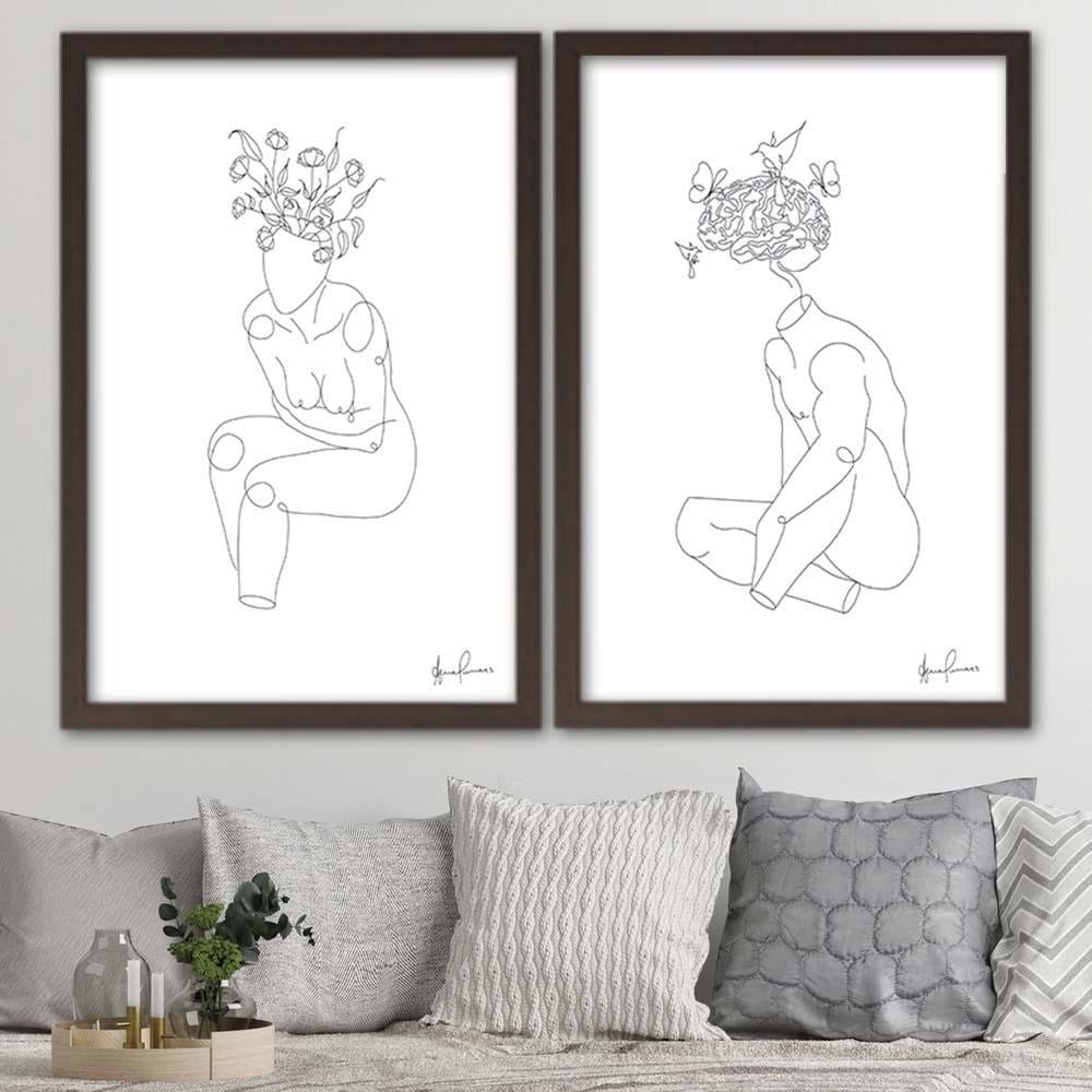Glezna brūnā rāmī - Woman Abstraction Home Trends DECO