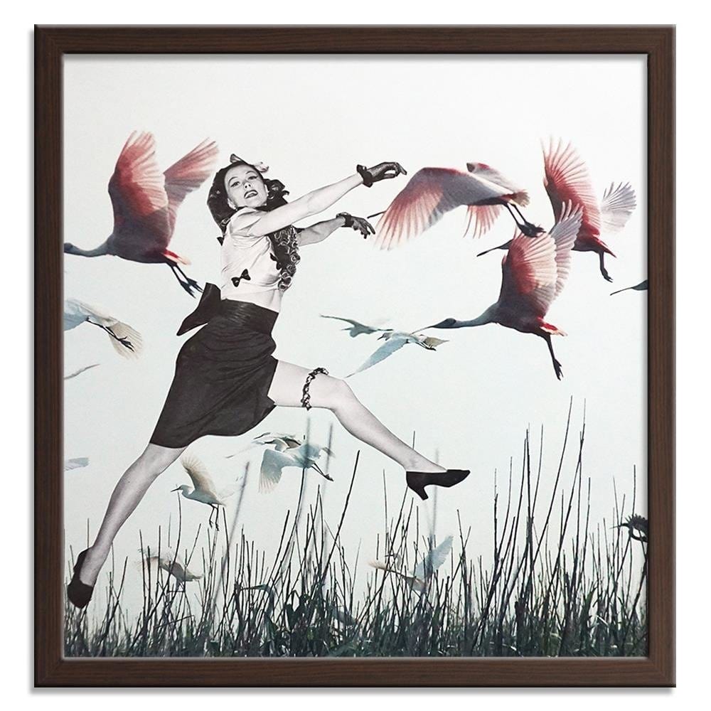Glezna brūnā rāmī - Woman And Geese Home Trends DECO