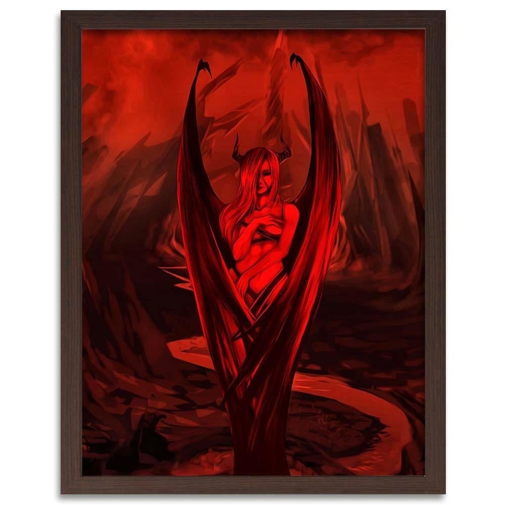 Glezna brūnā rāmī - Woman Bat Home Trends DECO