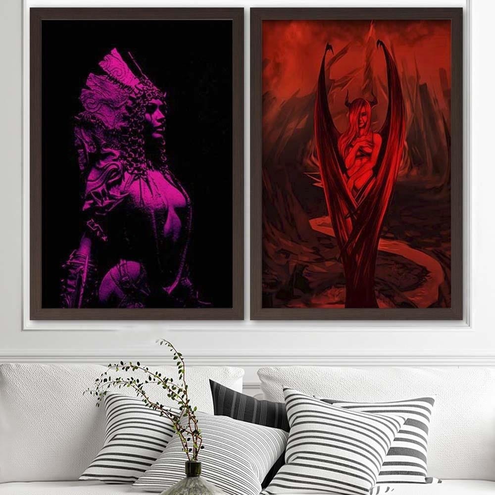 Glezna brūnā rāmī - Woman Bat Home Trends DECO