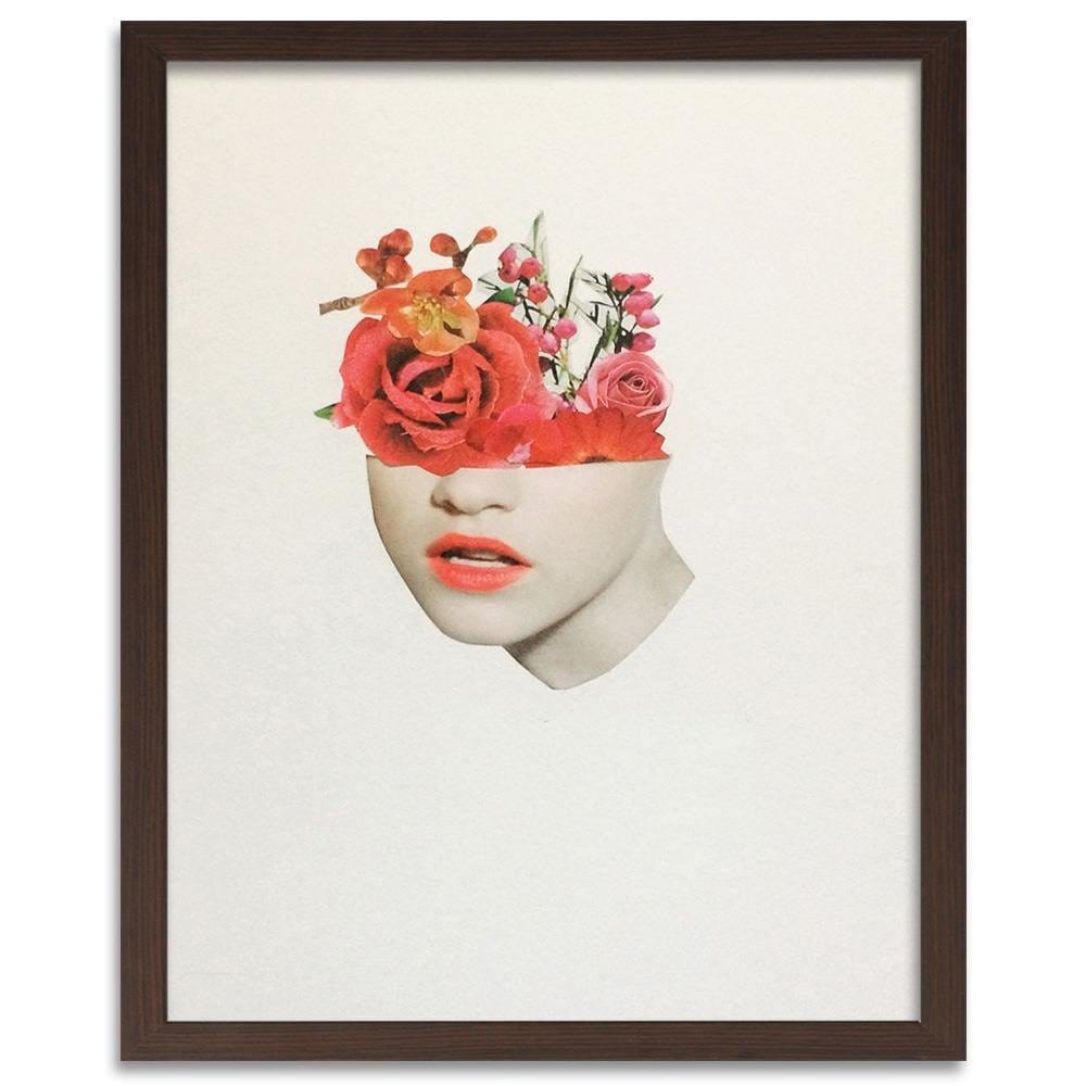 Glezna brūnā rāmī - Woman Face With Red Roses Home Trends DECO