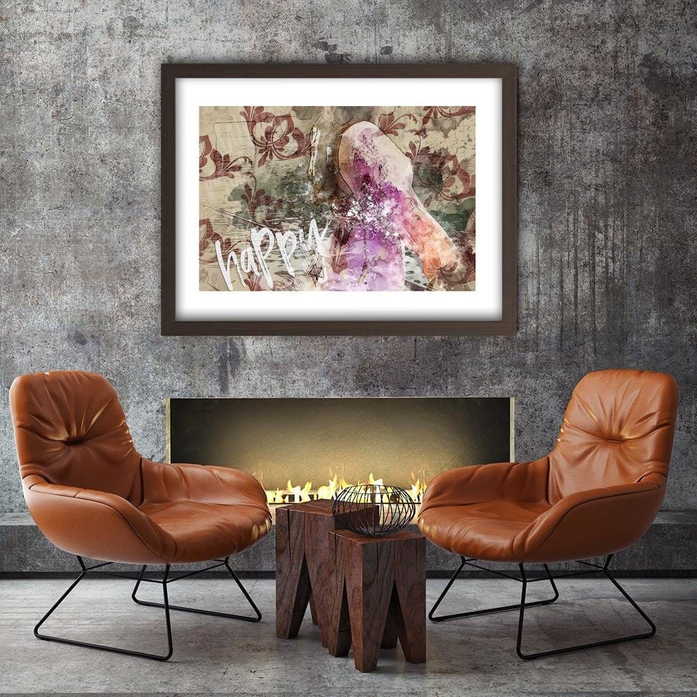 Glezna brūnā rāmī - Woman In A Dress Home Trends DECO