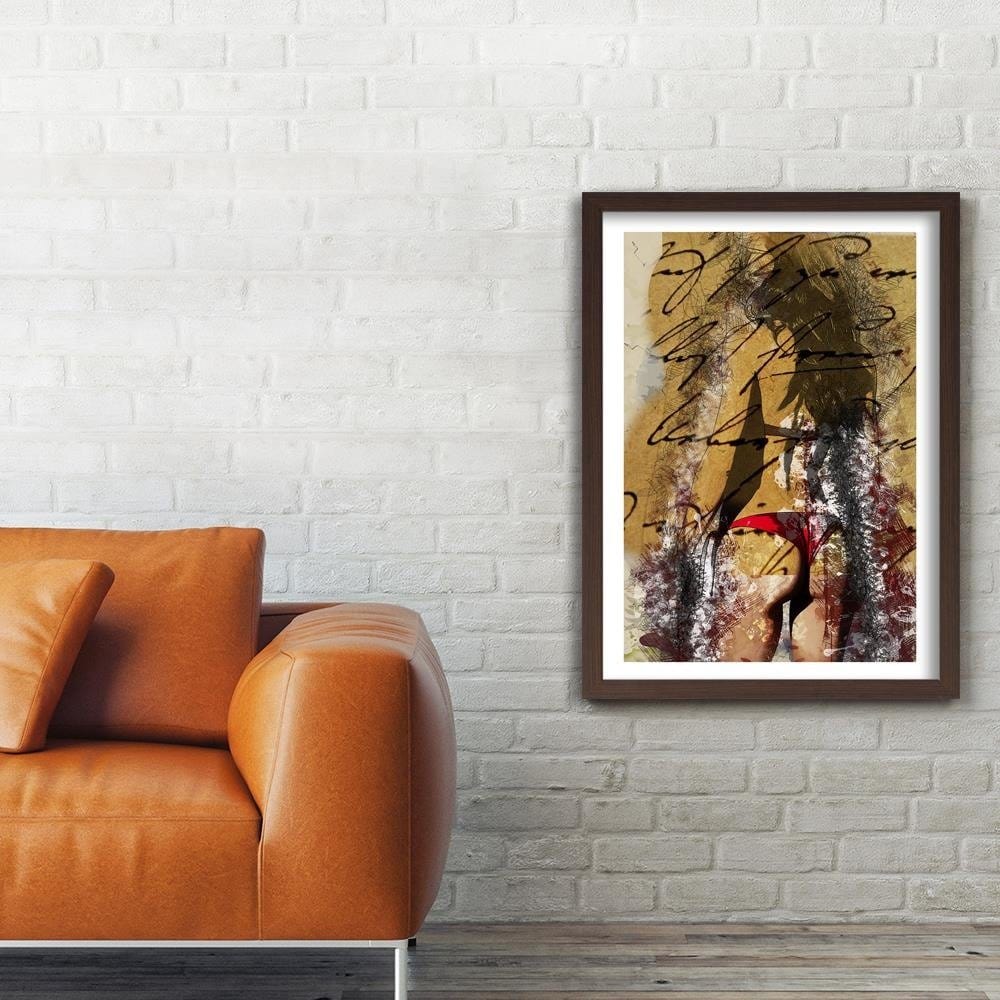 Glezna brūnā rāmī - Woman In Bikini Abstraction Home Trends DECO