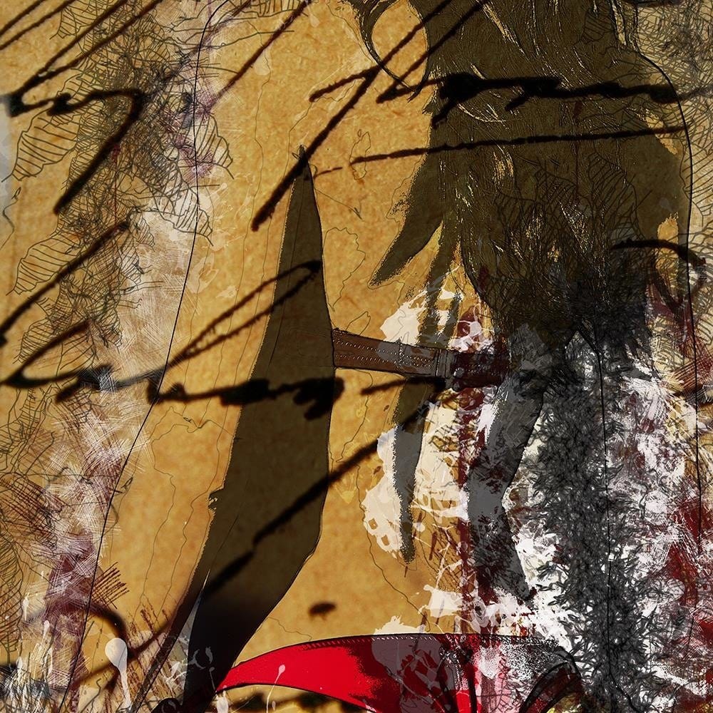 Glezna brūnā rāmī - Woman In Bikini Abstraction Home Trends DECO