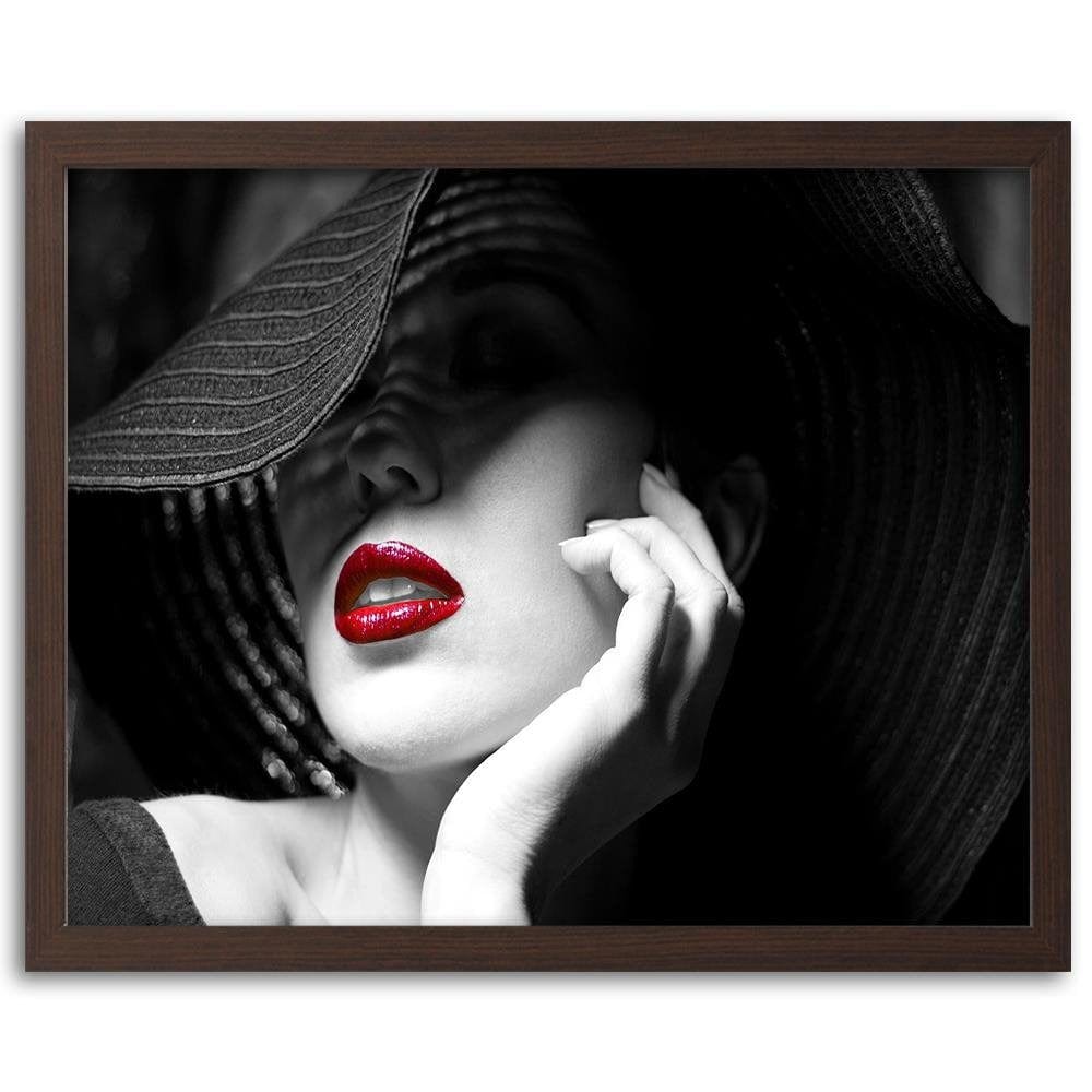 Glezna brūnā rāmī - Woman In The Hat Home Trends DECO