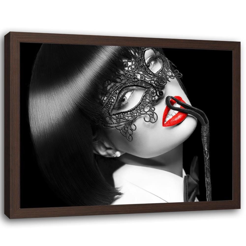 Glezna brūnā rāmī - Woman In The Mask Home Trends DECO