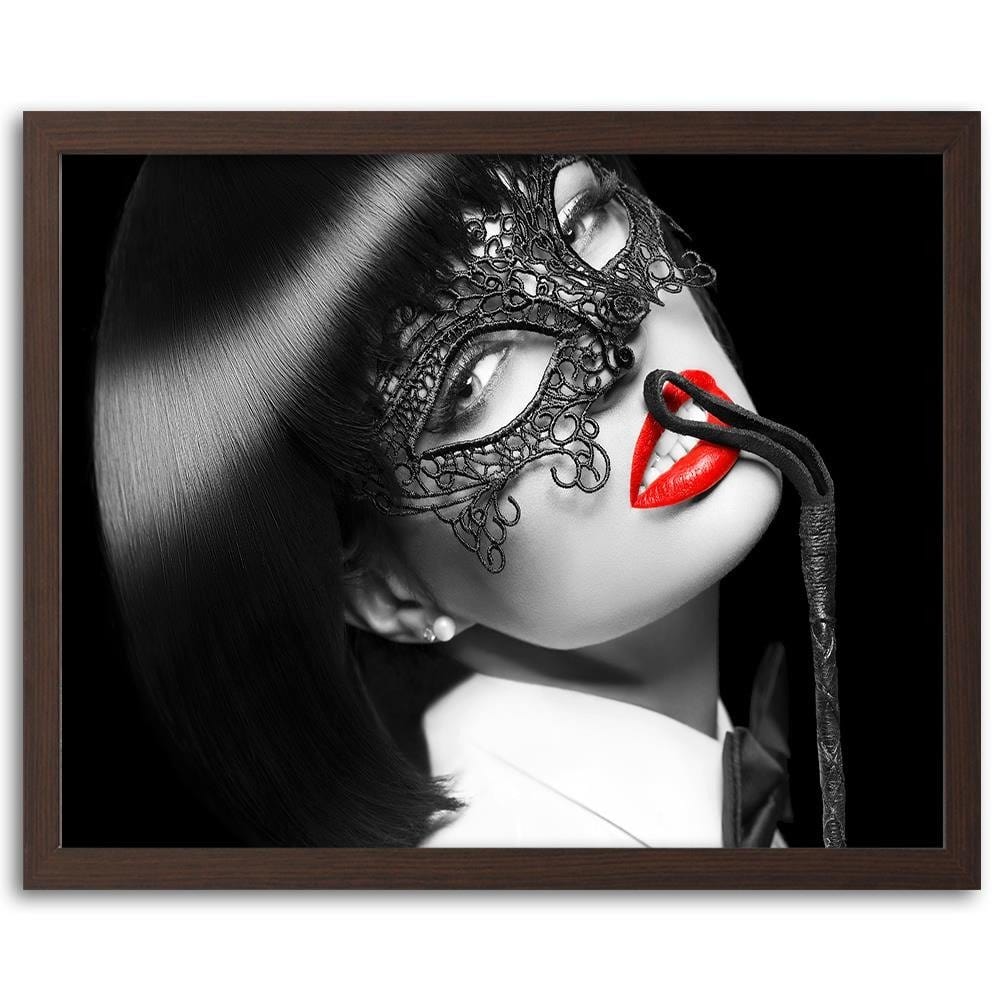Glezna brūnā rāmī - Woman In The Mask Home Trends DECO