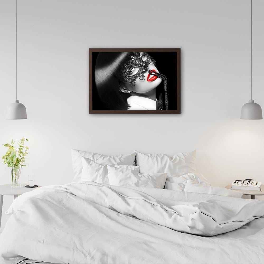 Glezna brūnā rāmī - Woman In The Mask Home Trends DECO