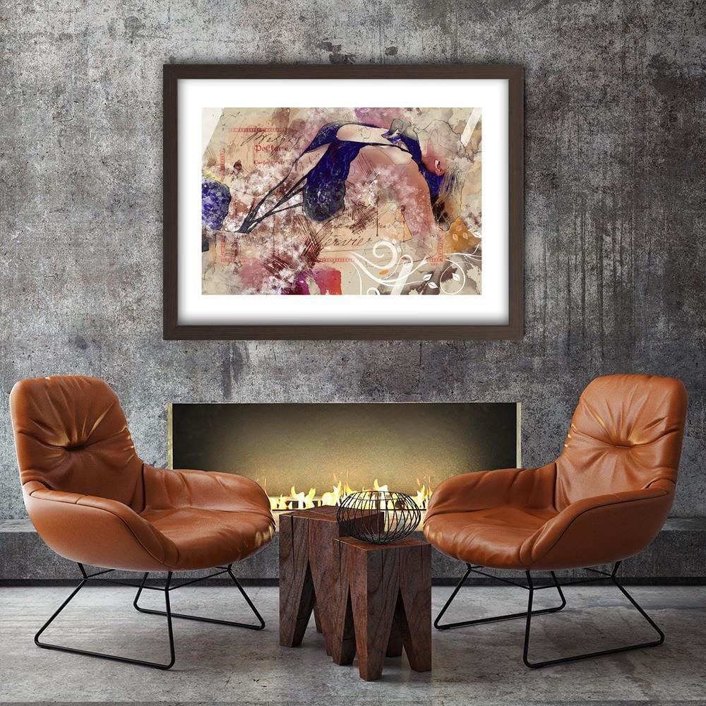 Glezna brūnā rāmī - Woman In Underwear Abstraction Home Trends DECO