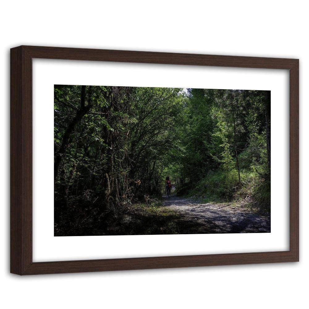 Glezna brūnā rāmī - Woman On Forest Road Home Trends DECO