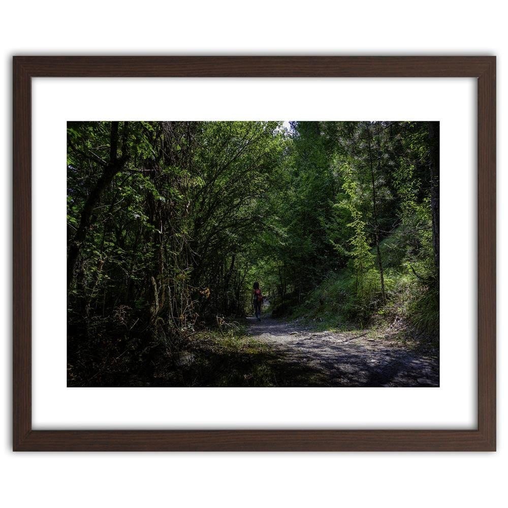 Glezna brūnā rāmī - Woman On Forest Road Home Trends DECO