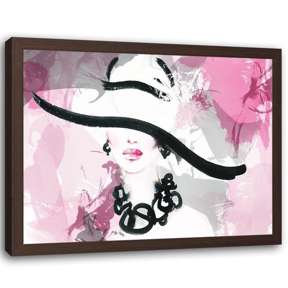Glezna brūnā rāmī - Woman Pink Abstraction Home Trends DECO