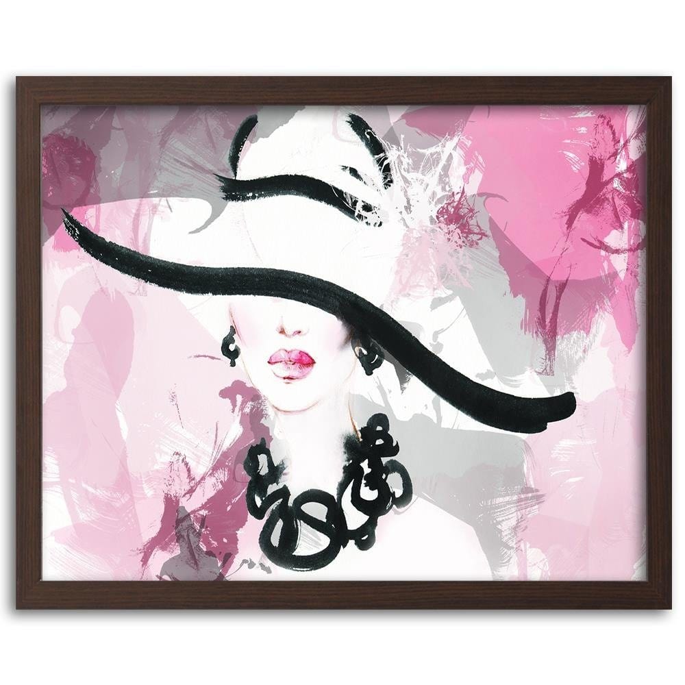Glezna brūnā rāmī - Woman Pink Abstraction Home Trends DECO
