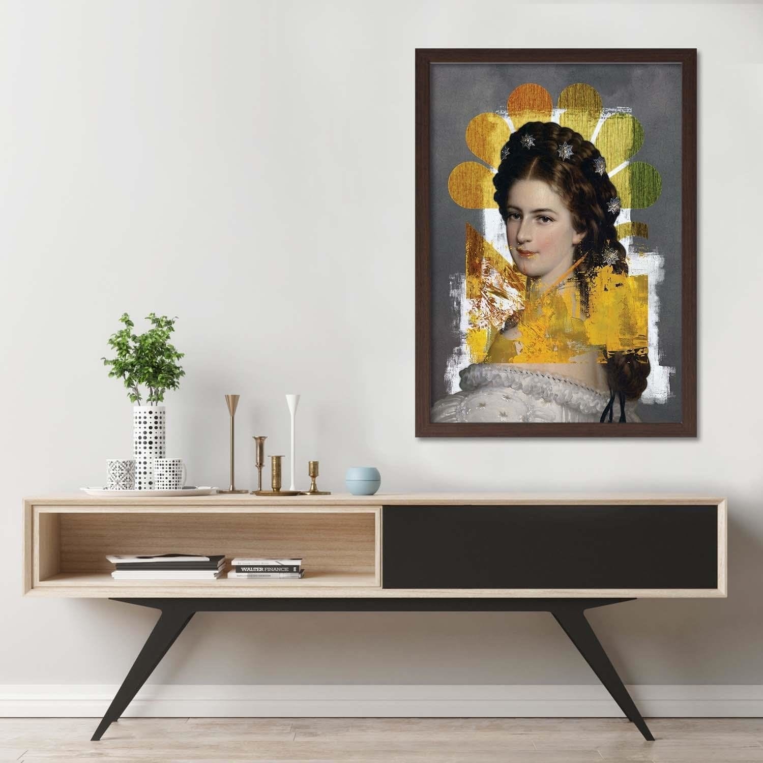 Glezna brūnā rāmī - Woman Portrait Home Trends DECO