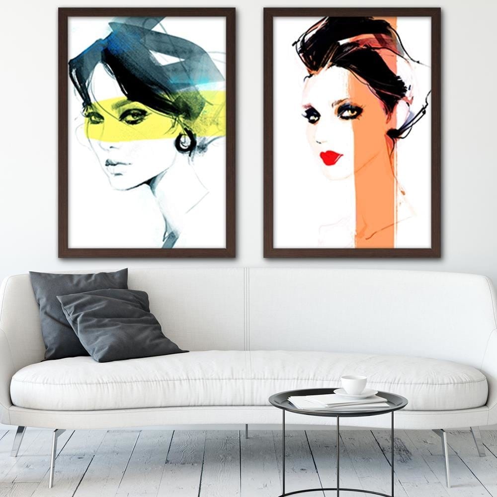 Glezna brūnā rāmī - Woman Watercolour Home Trends DECO