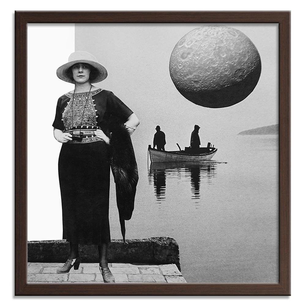 Glezna brūnā rāmī - Woman With Binoculars Home Trends DECO