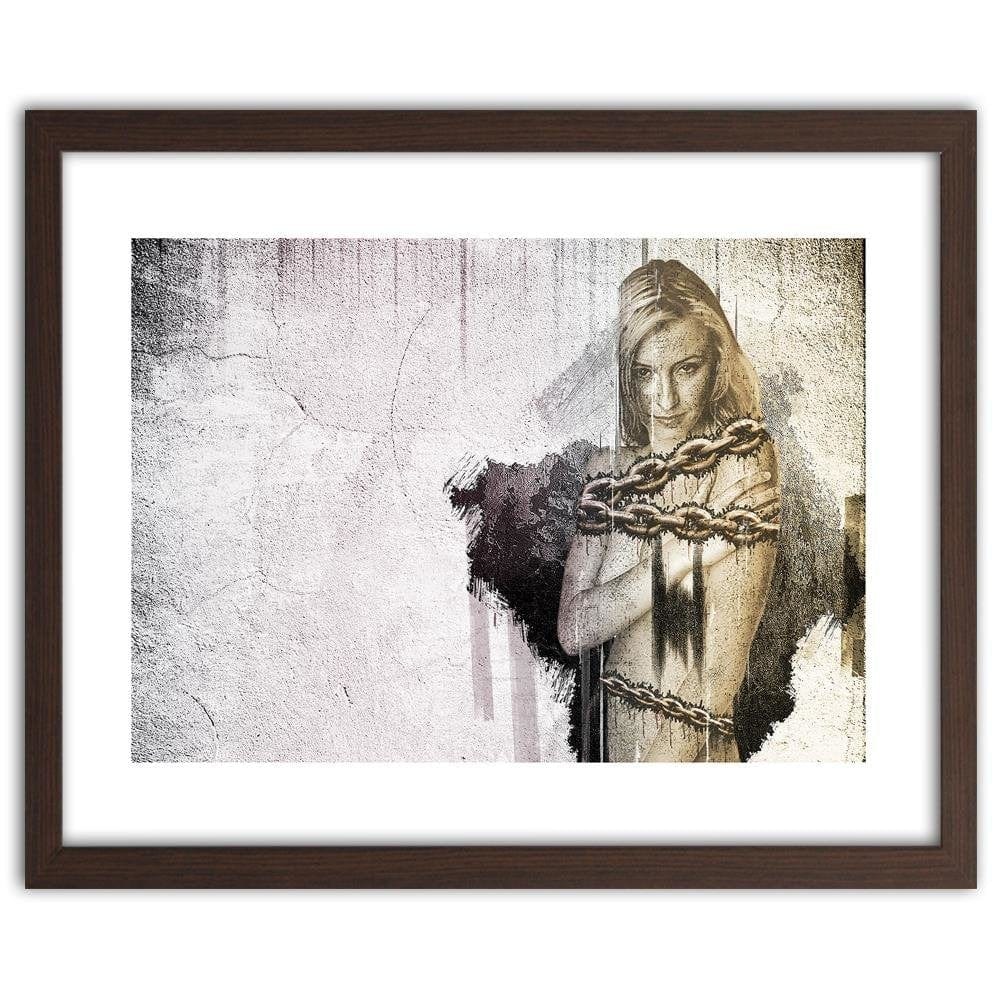 Glezna brūnā rāmī - Woman With Chain Home Trends DECO