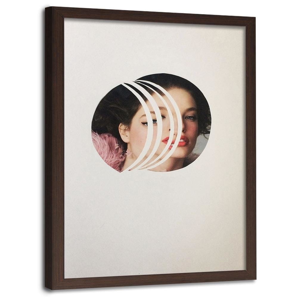 Glezna brūnā rāmī - Woman With Red Lips Home Trends DECO