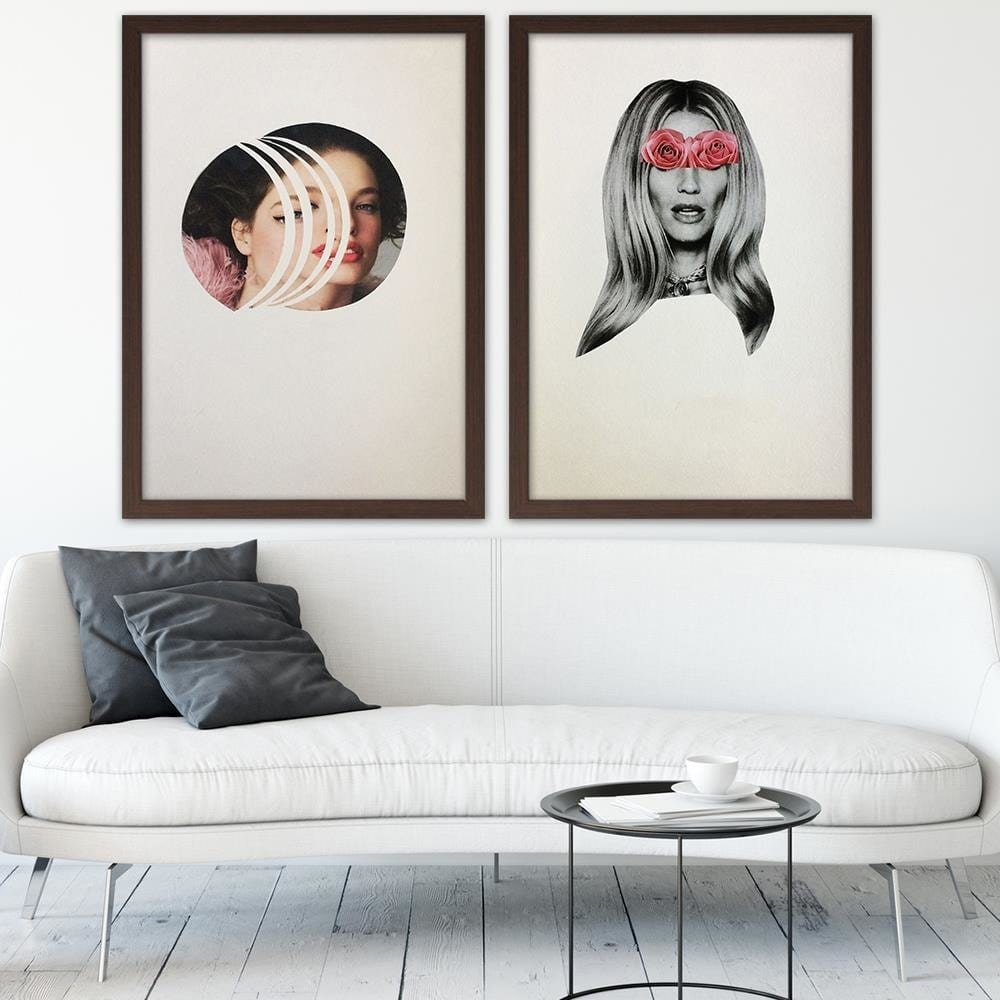 Glezna brūnā rāmī - Woman With Red Lips Home Trends DECO