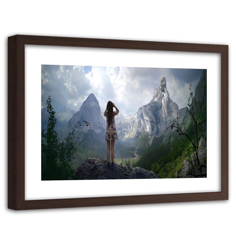Glezna brūnā rāmī - Woman With Rock Fantasy Home Trends DECO
