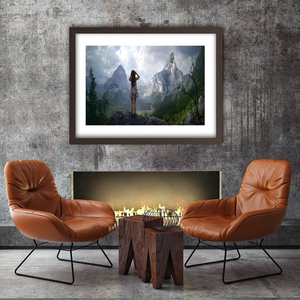 Glezna brūnā rāmī - Woman With Rock Fantasy Home Trends DECO