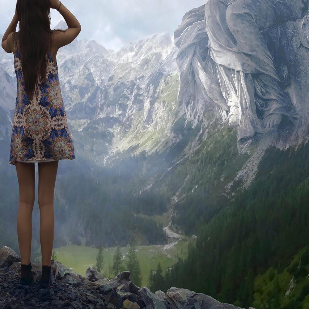 Glezna brūnā rāmī - Woman With Rock Fantasy Home Trends DECO