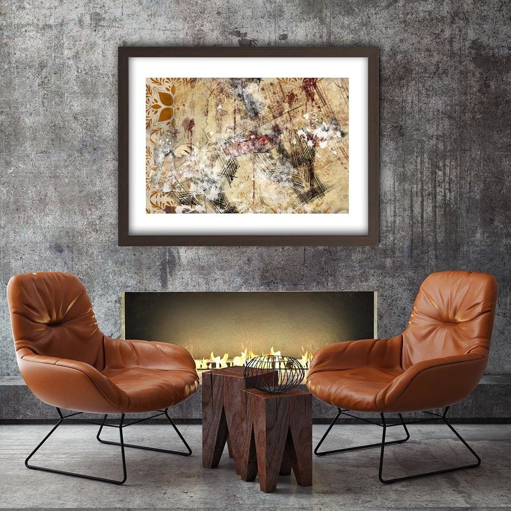 Glezna brūnā rāmī - Woman With Violin Abstraction Home Trends DECO