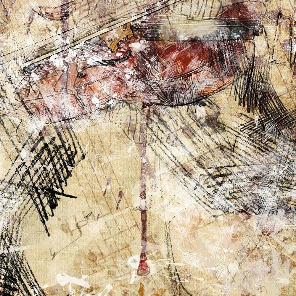 Glezna brūnā rāmī - Woman With Violin Abstraction Home Trends DECO