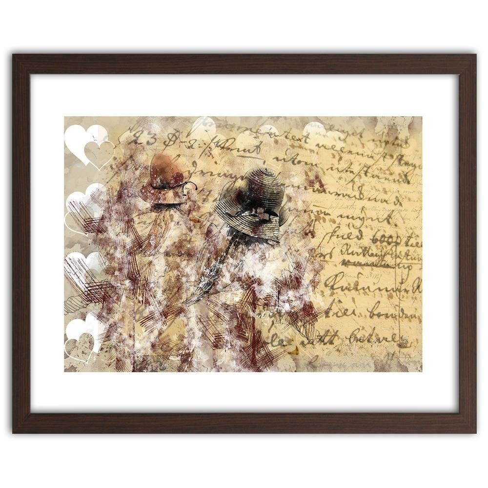 Glezna brūnā rāmī - Women In Hats Abstraction Home Trends DECO