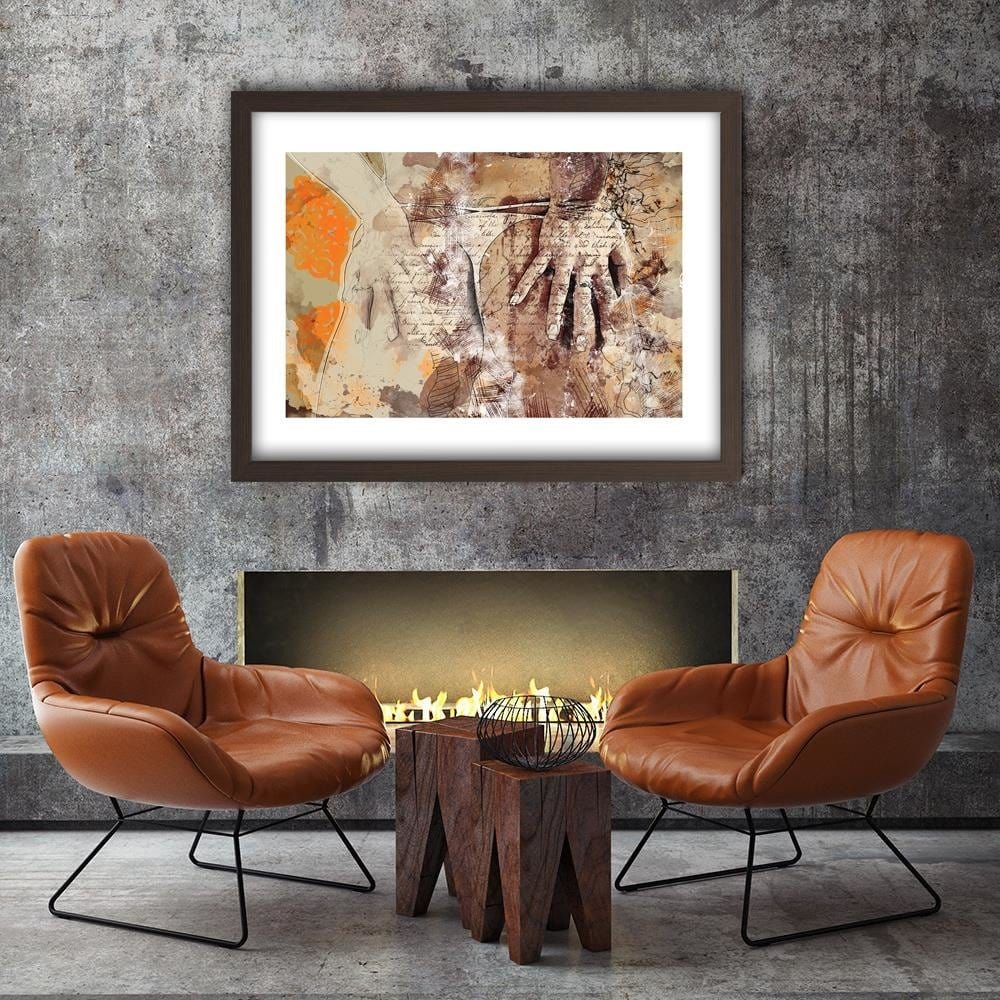 Glezna brūnā rāmī - Women's Buttocks Abstraction Home Trends DECO