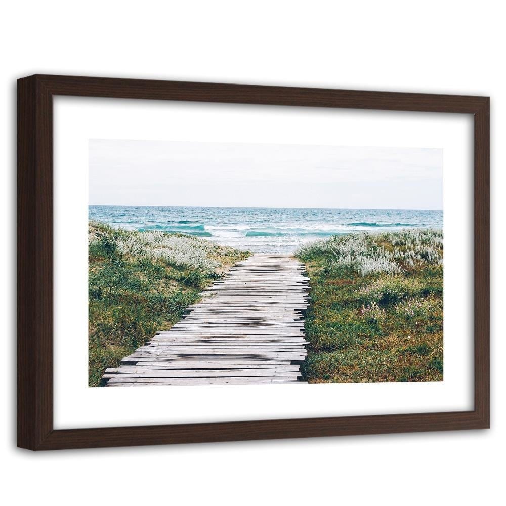 Glezna brūnā rāmī - Wooden Path To The Seas Home Trends DECO