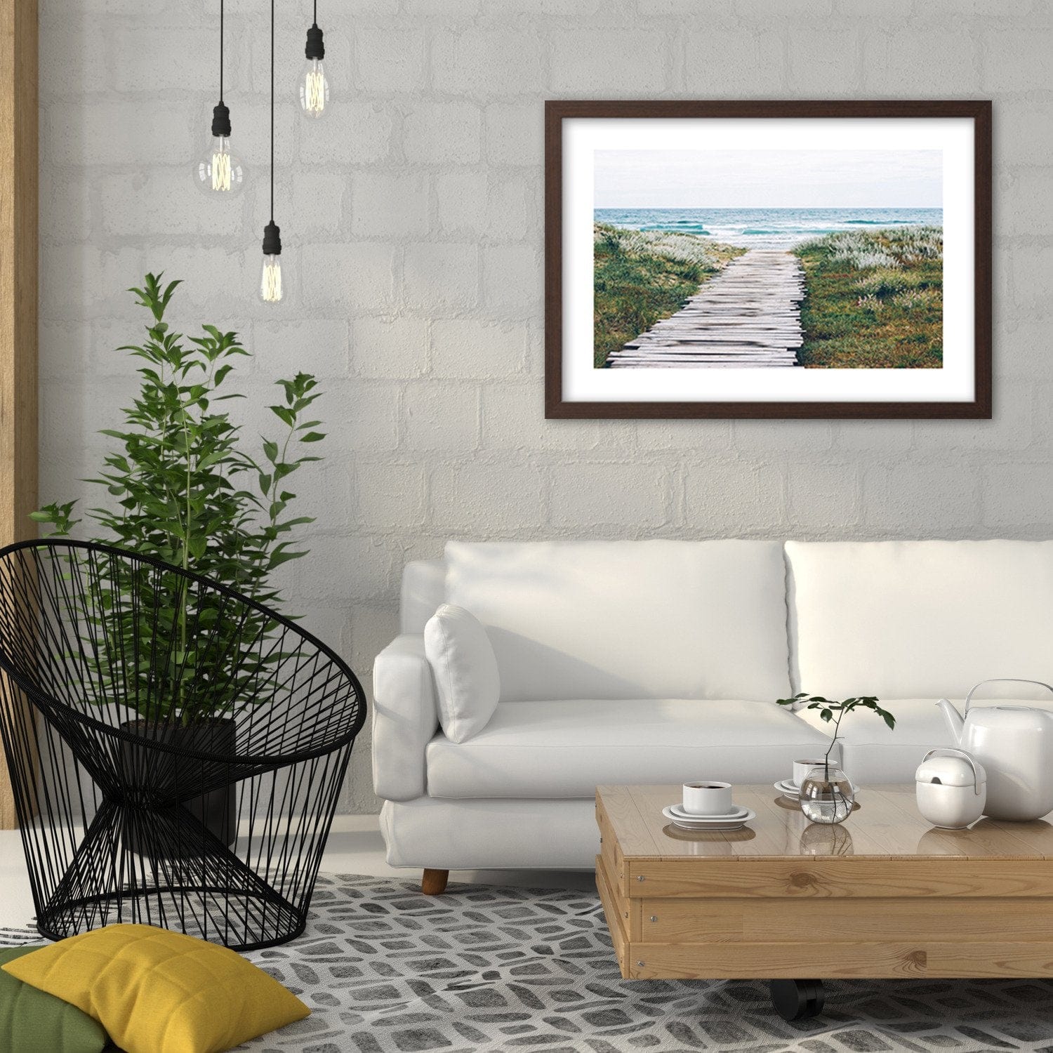 Glezna brūnā rāmī - Wooden Path To The Seas Home Trends DECO
