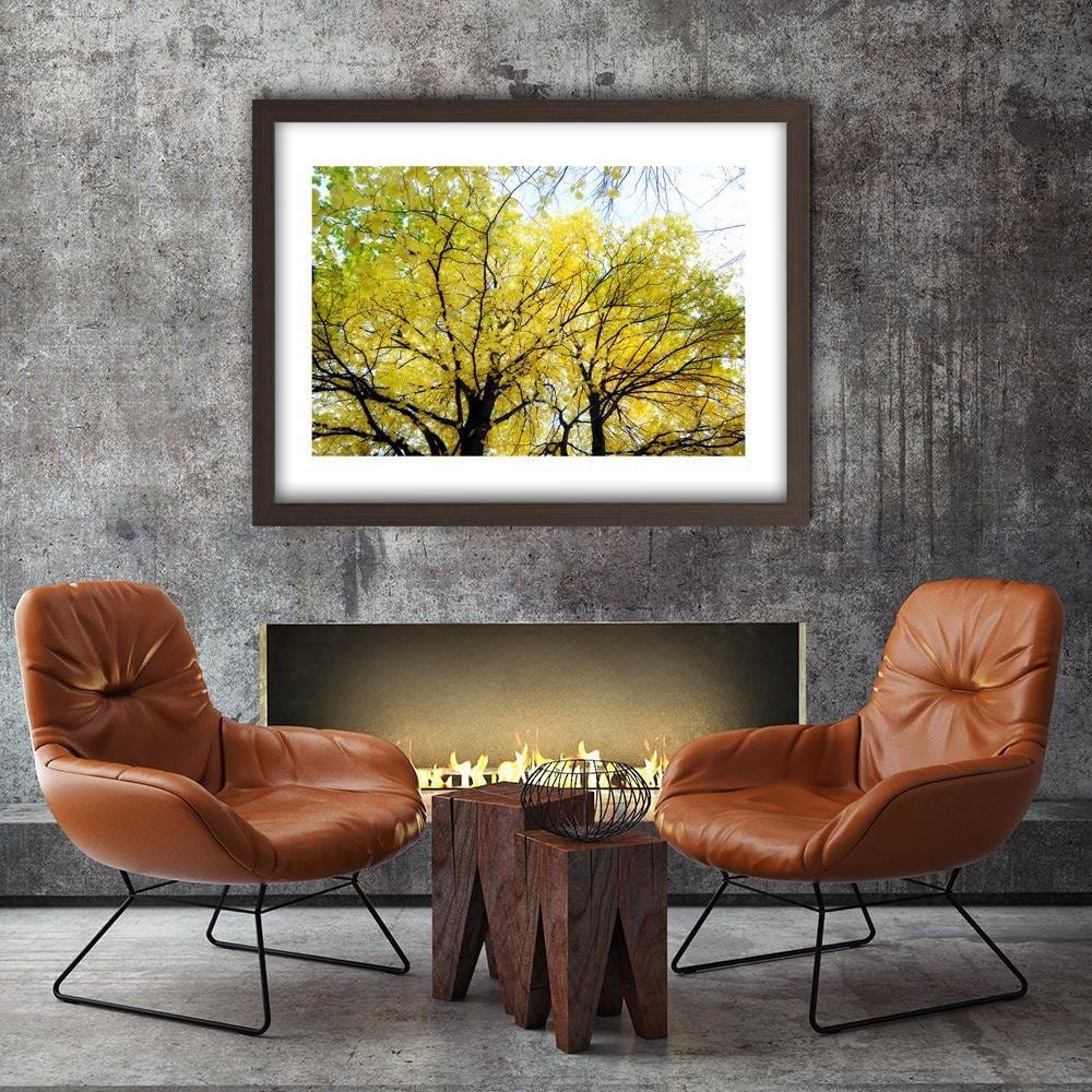Glezna brūnā rāmī - Yellow Leaves On A Tree Home Trends DECO