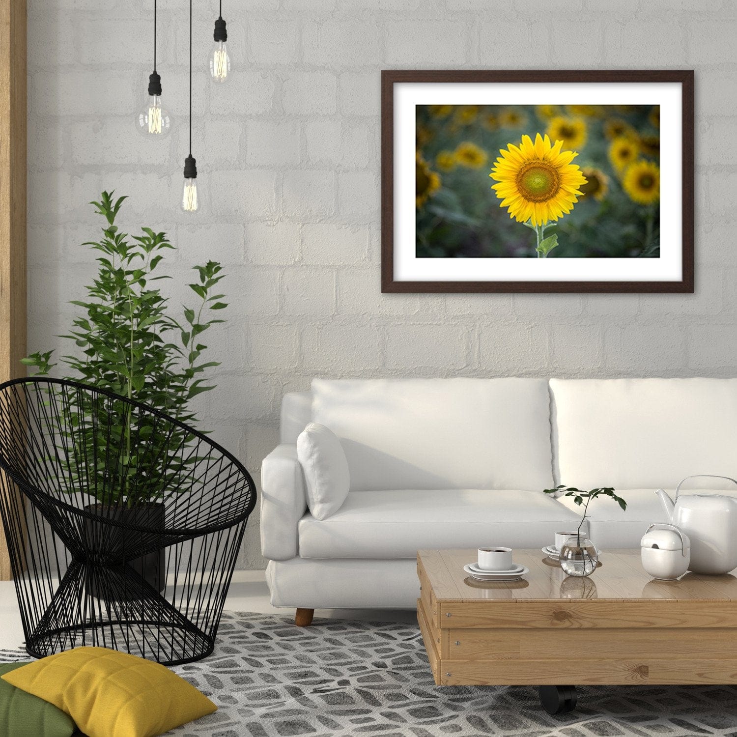 Glezna brūnā rāmī - Young Sunflower Home Trends DECO
