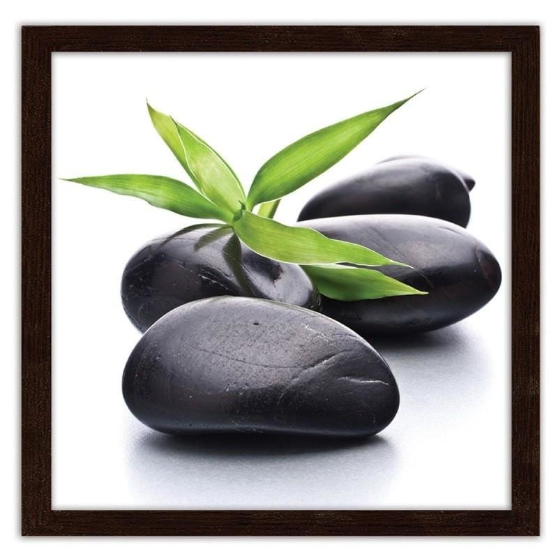 Glezna brūnā rāmī - Zen pebbles and leaves Home Trends DECO