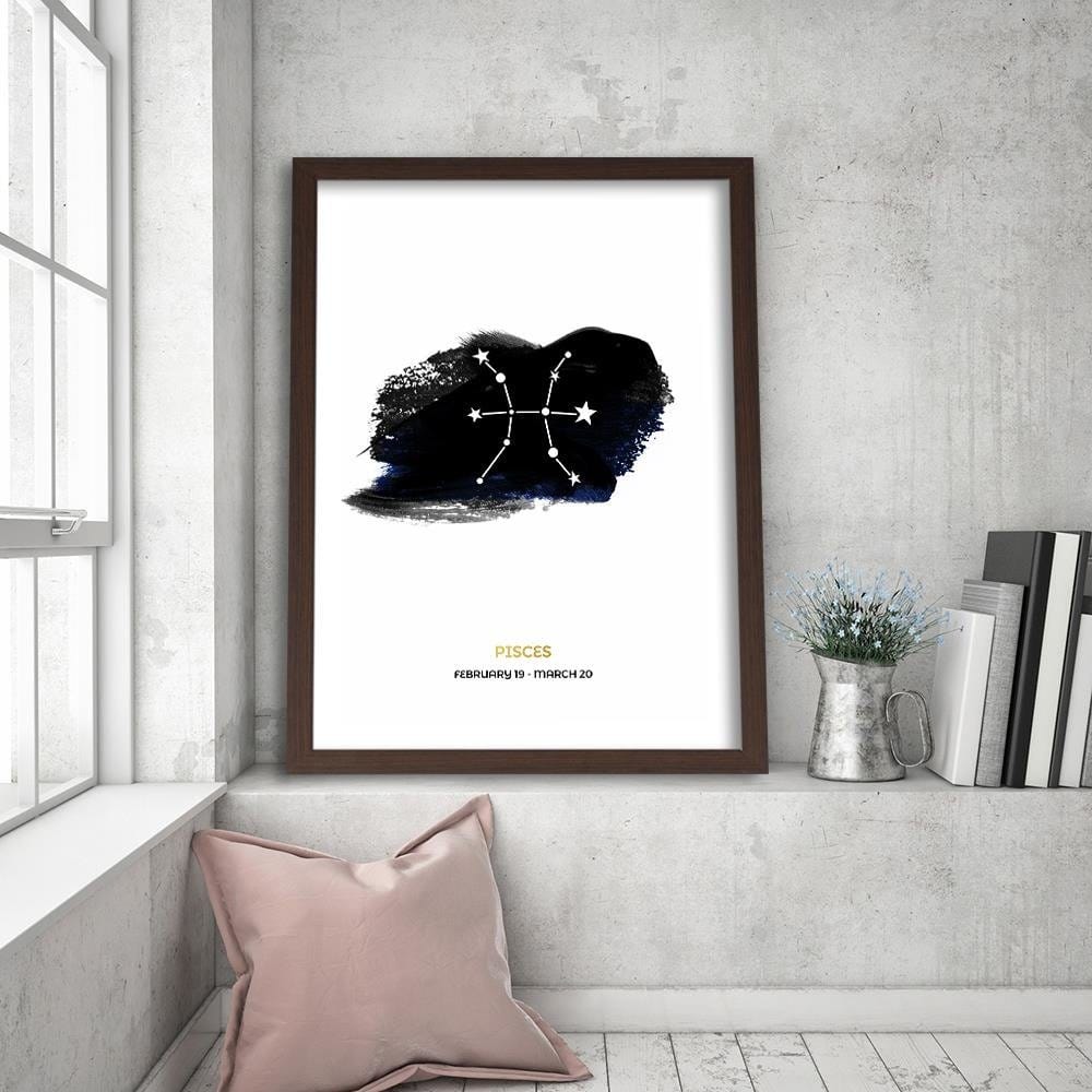 Glezna brūnā rāmī - Zodiac Fish Home Trends DECO