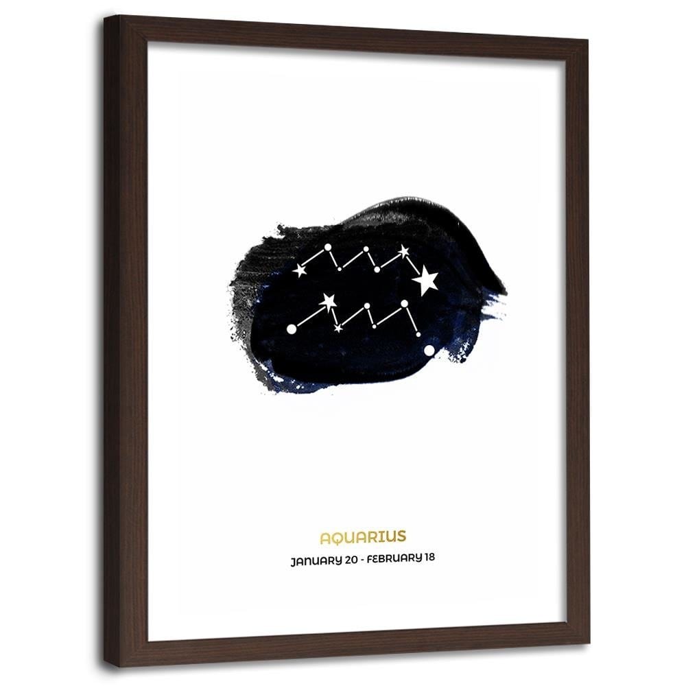 Glezna brūnā rāmī - Zodiac Sign Aquarius Home Trends DECO