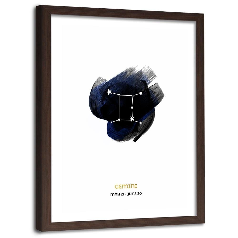 Glezna brūnā rāmī - Zodiac Sign Gemini Home Trends DECO