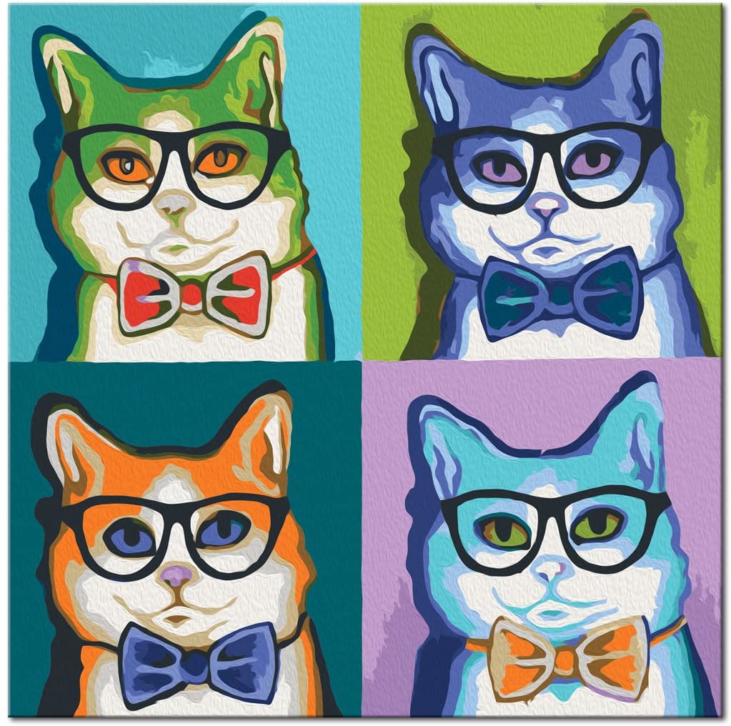 Glezna izkrāso pēc cipariem - Cats With Glasses 40x40 cm Artgeist