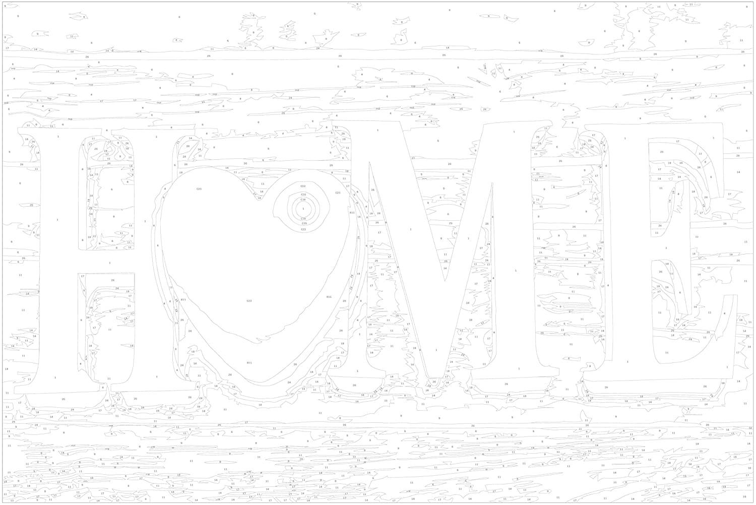 Glezna izkrāso pēc cipariem - Home with Red Heart 60x40 cm Artgeist