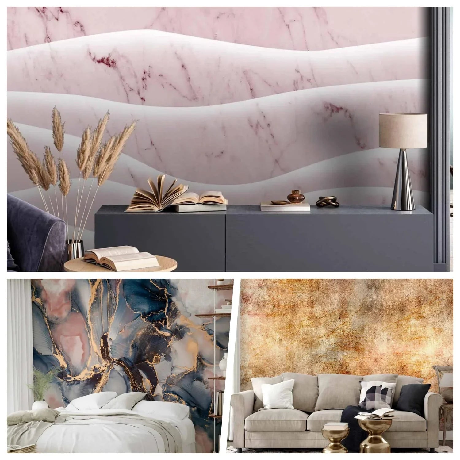 Abstraktas fototapetes istabas interjerā | idejas