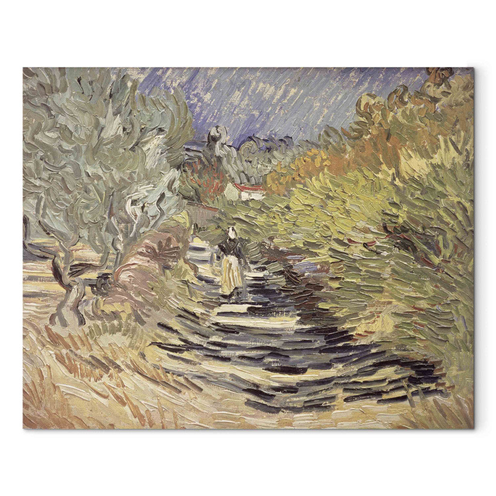 Gleznas reprodukcija - Vincent van Gogh - A Road in St. Remy with Female Figures