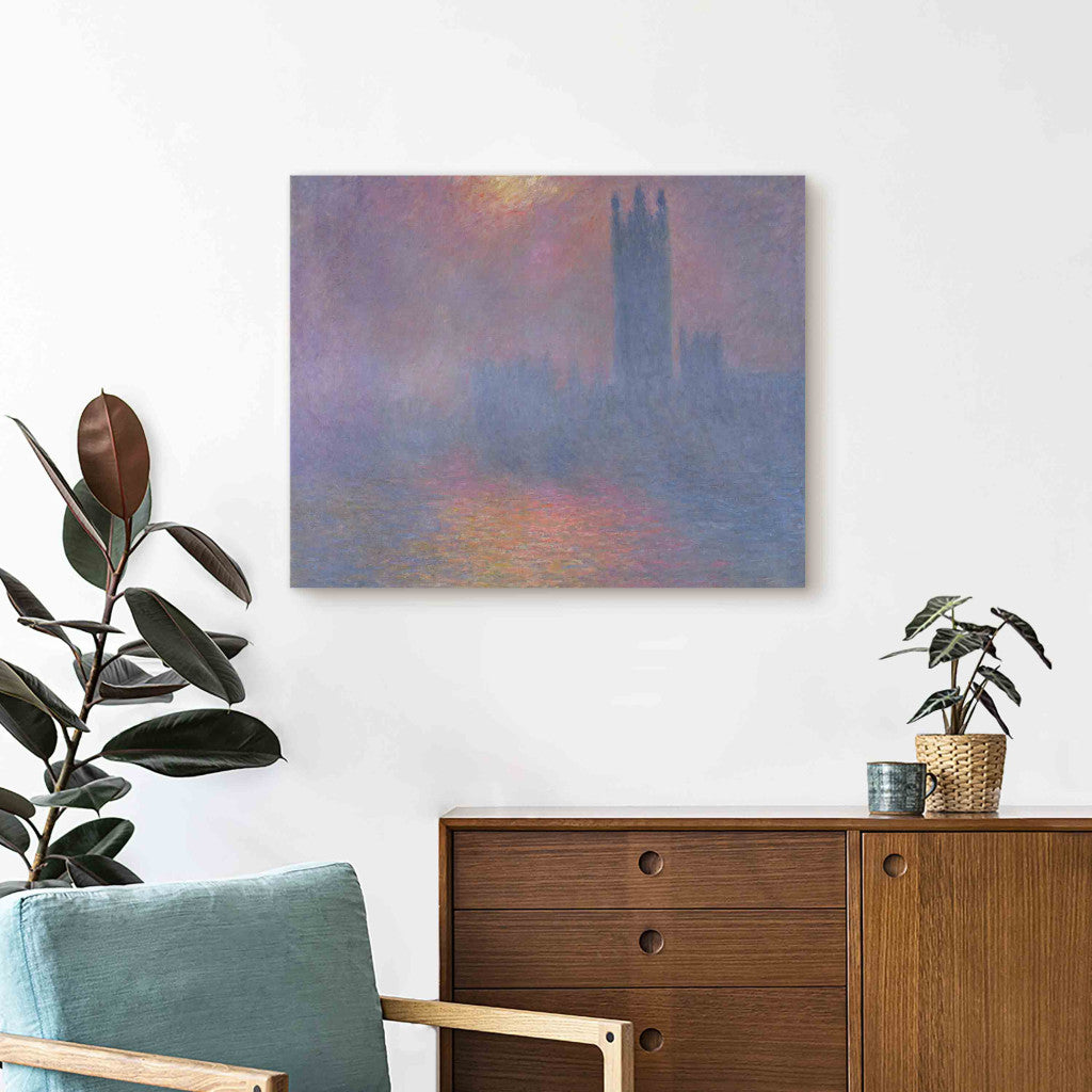 Gleznas reprodukcija - Claude Monet - The Houses of Parliament, London, with the sun breaking through the fog