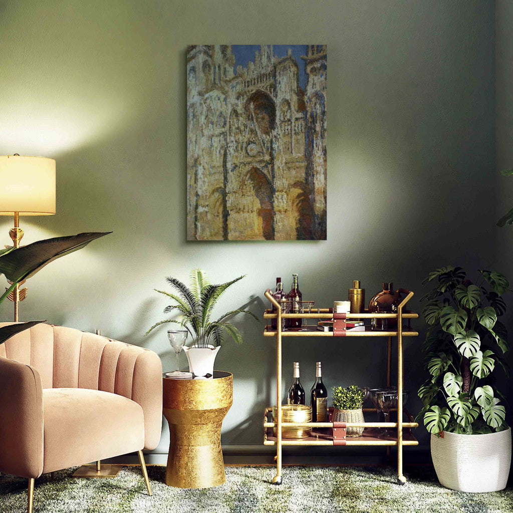 Gleznas reprodukcija - Claude Monet - The Cathedral of Rouen, the portal and the Tour d'Albane in bright daylight